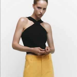 Zara cross halter tank top